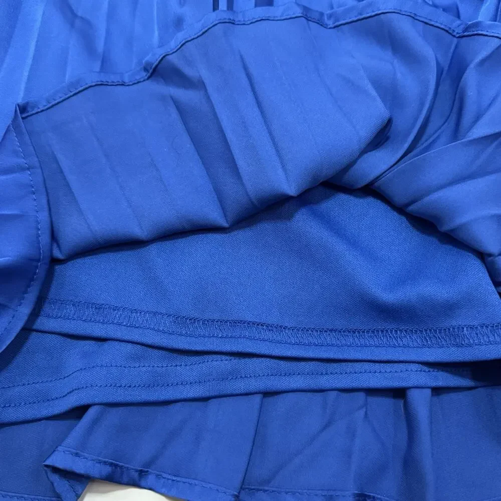 Lulus Seriously Stunning Royal Blue Satin Pleated Backless Romper Size XL NWT - Picture 7 of 11